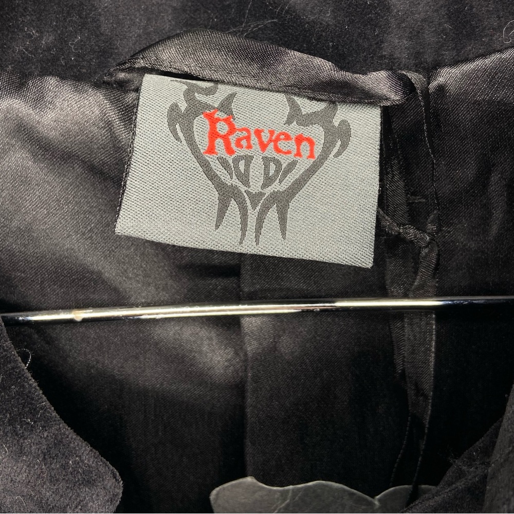 Vintage Raven Gothic Dracula Steampunk Victorian Long Velvet Trench Coat Vampire - Picture 2 of 7